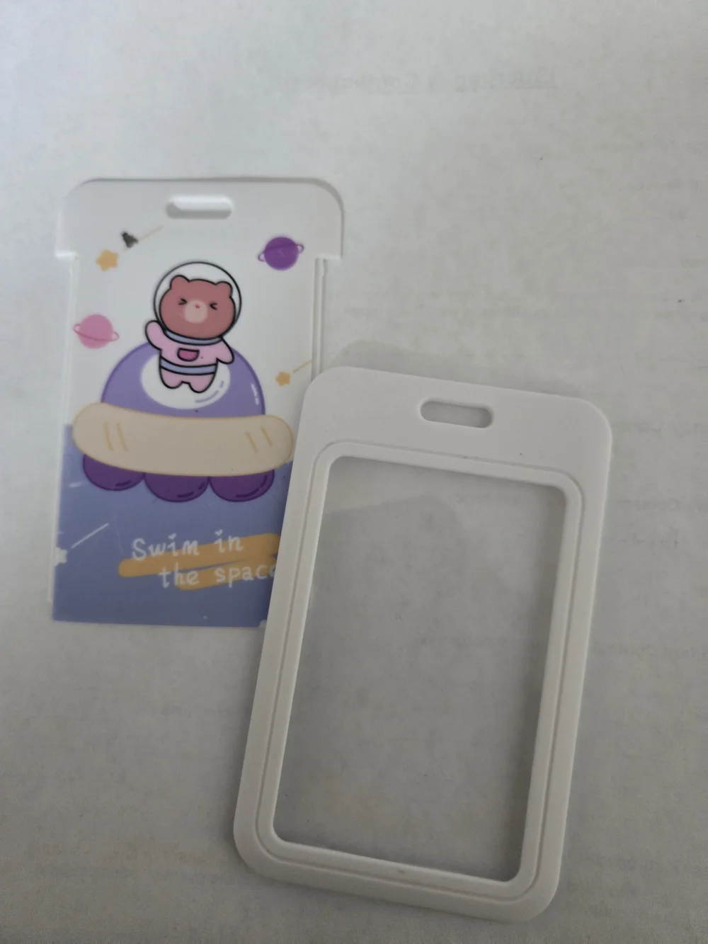 Cute Pink Bear Space Phone Card Holder - White With No Land Yard